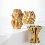Gold 3D Printed Porcelain Irregular Vase