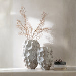 Abstract Waves Porcelain Vase – Large Beige Sculptural Accent