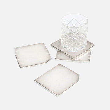 White Quartz Coasters, Set of 4