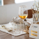 Gold Dotted Wine Glass – Transparent Luxury Glassware (550ml)