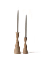 Conical Travertine Candle Holder, Set of 2