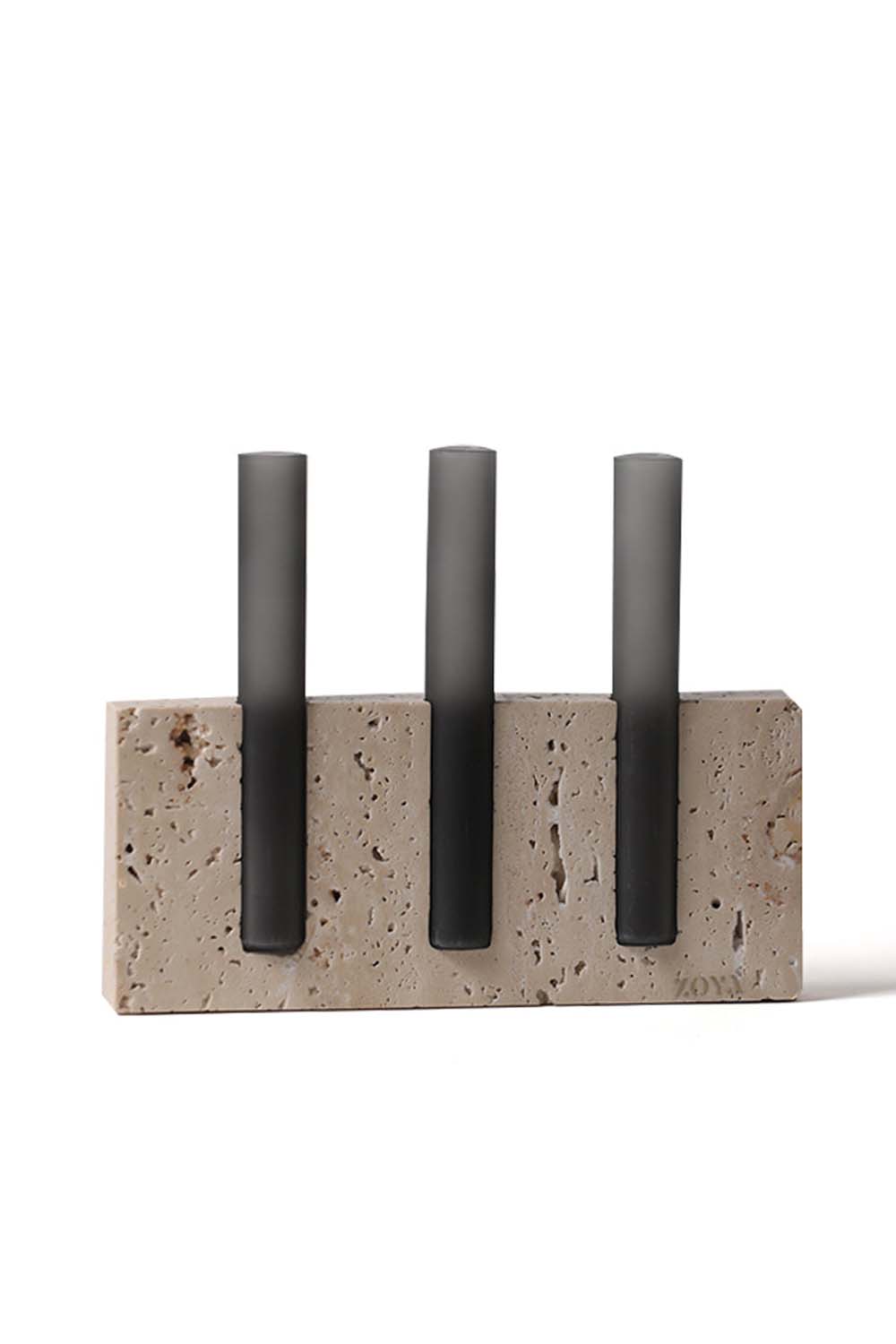 Travertine Marble Base with Glass Tubes