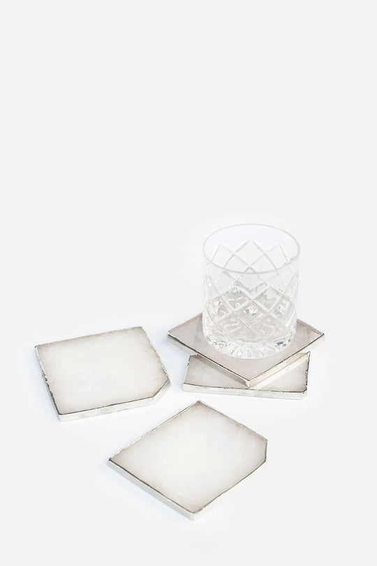 White Quartz Coasters, Set of 4