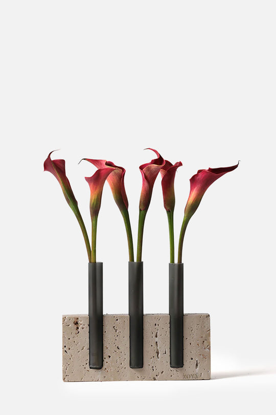 Travertine Marble Base with Glass Tubes