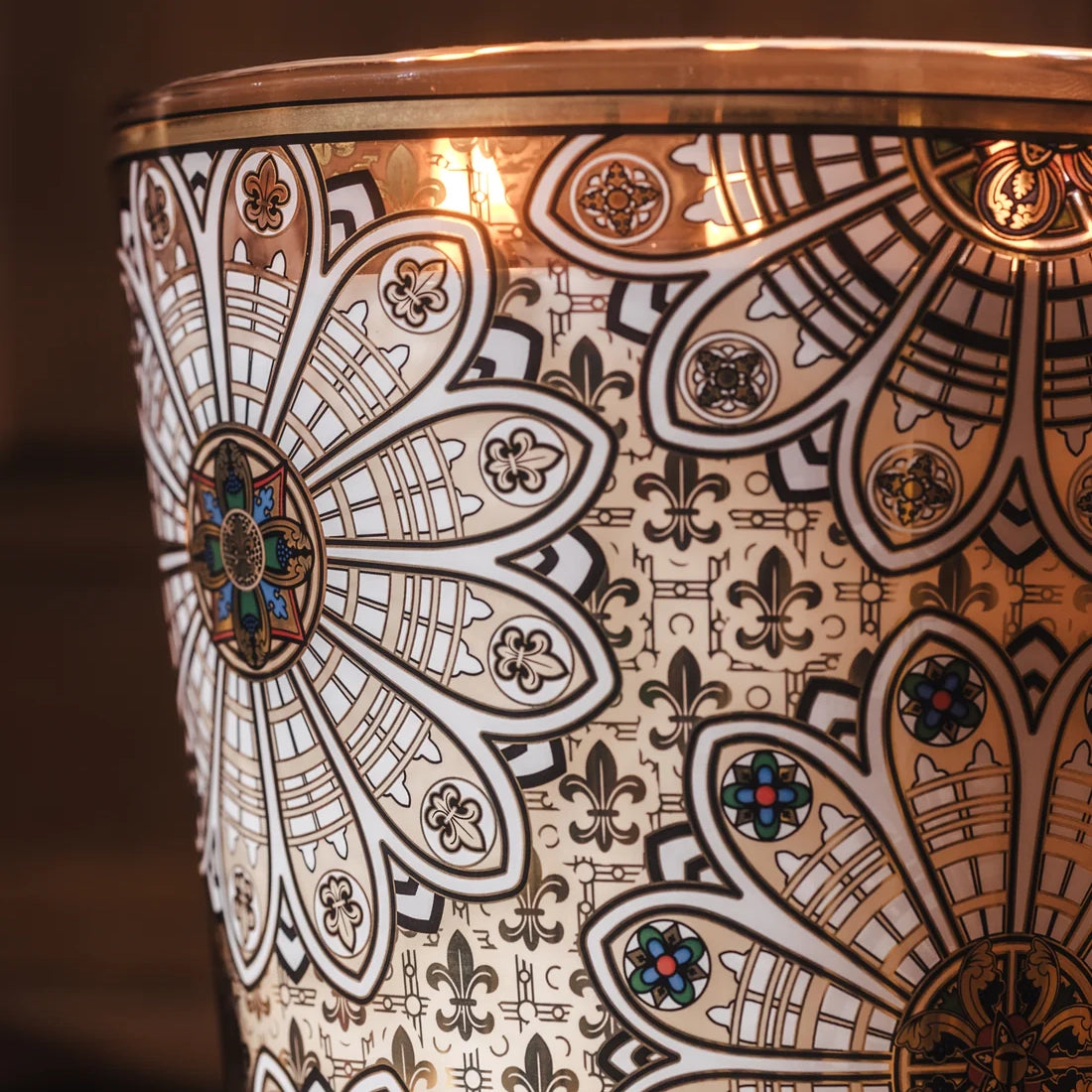 Baobab Collection Rosace 5-wick scented candle in mouth-blown glass, 3kg, viewed from above