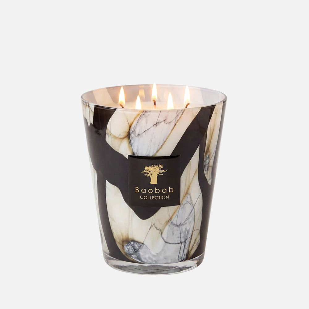 Baobab Collection Stones Marble 5-wick scented candle in mouth-blown glass, 3kg, front view