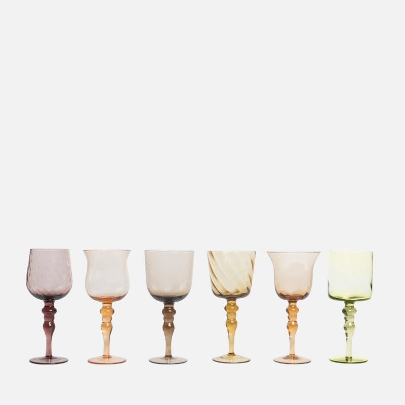 Diseguale Textured Goblets, Amber/Pink, Set of 6