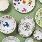 Bitossi Home Fabula decorated porcelain salad bowl, 26cm, styled in a table setting