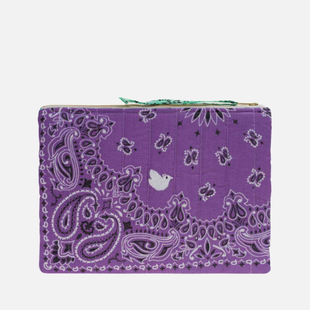 Colombe Quilted Zip Pochette, Lilac & Mint