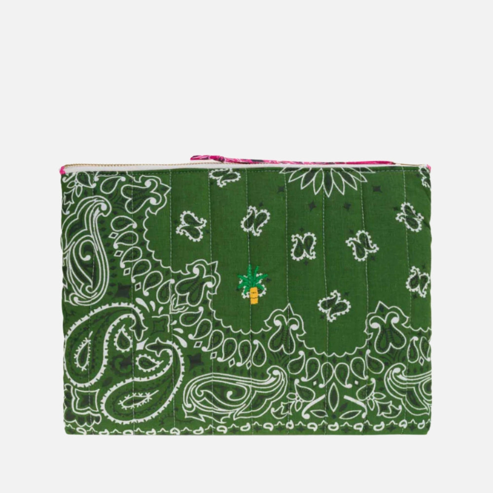 Palmier Quilted Zip Pochette, Green