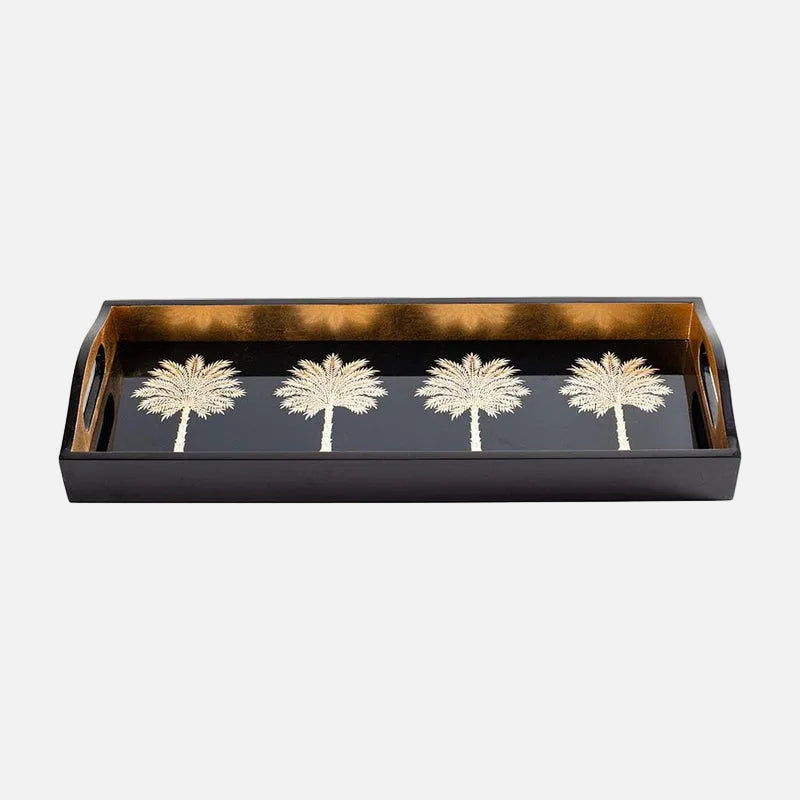 Handmade Belgian Chocolate with Caspari Bar Tray Black Grand Palm 1.5kg
