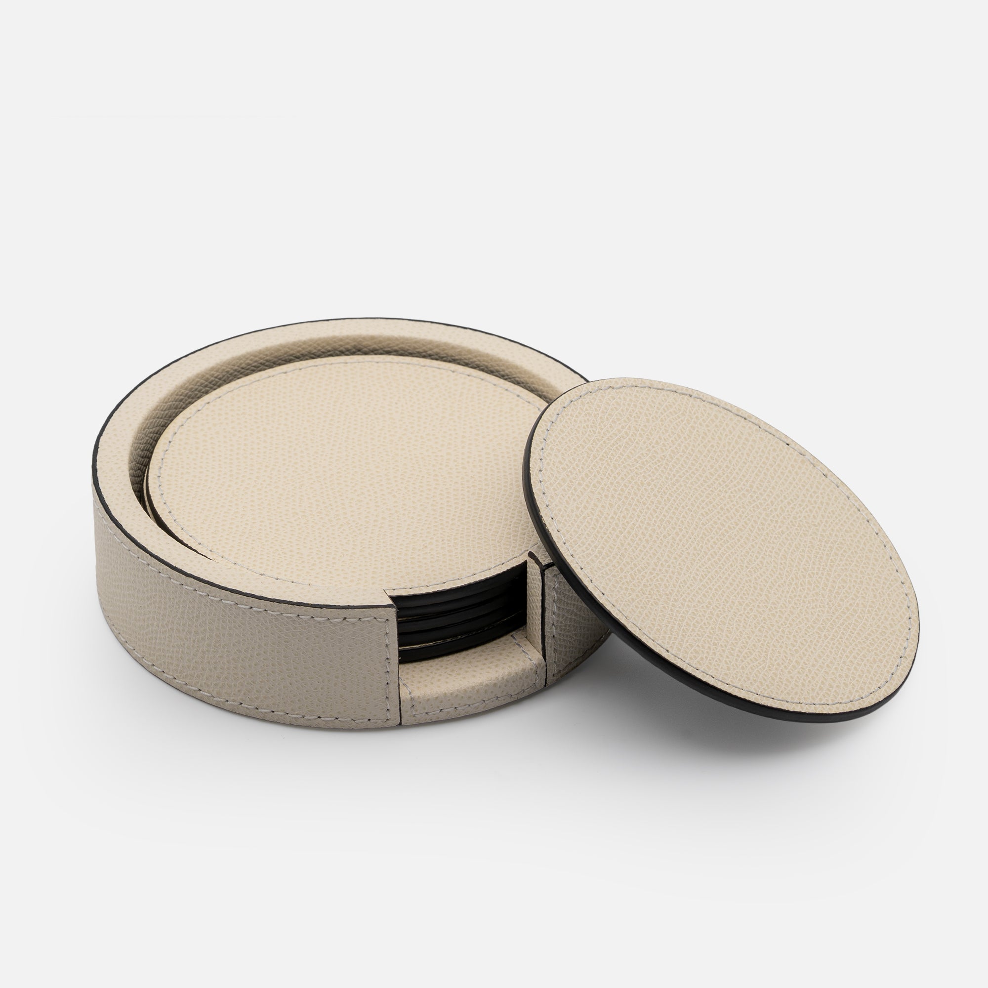 Tao Coaster Holder with 6 Coasters, off white