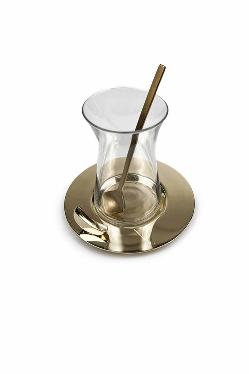 Moon Istikana Cup with Spoon, Brass, Set of 6