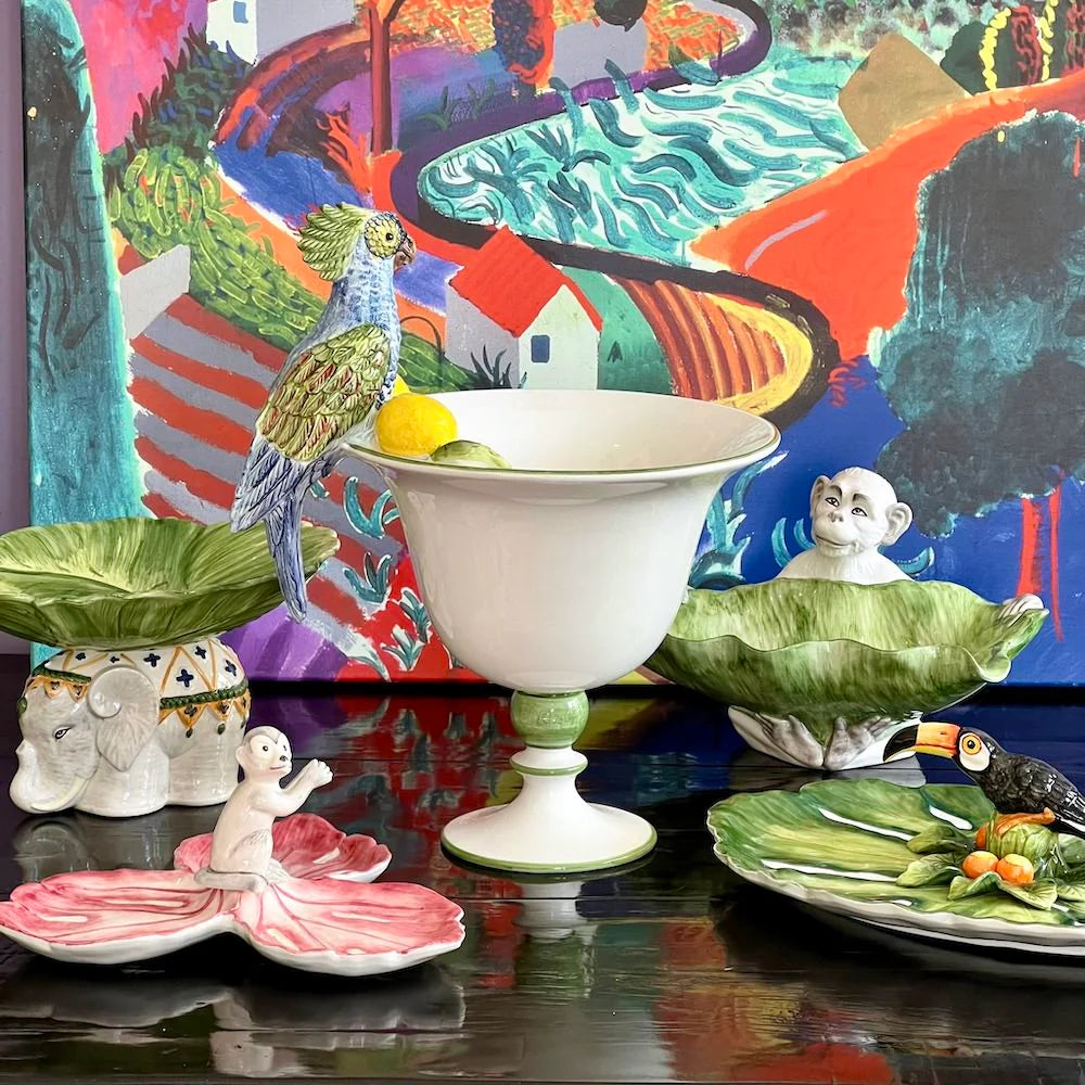 Hand-Painted Elephant Ceramic Fruit Bowl – Italian Made