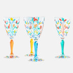 Rainbow Leaves Crystal Wine Glasses, Set of 4