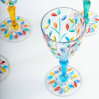 Rainbow Leaves Crystal Wine Glasses, Set of 4