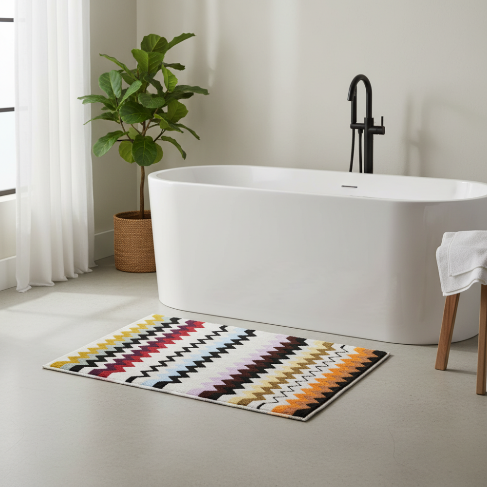 Murrina Bath Mat in cotton with chevron pattern 90x60 cm