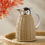 Chantilly Leather & Rattan Carafe, Ivory, 1L