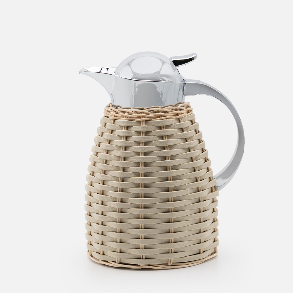 Chantilly Leather & Rattan Carafe, Ivory, 1L