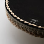 Orsay Leather & Rattan Round Tray, Ivory, 46.5cm