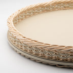Orsay Leather & Rattan Round Tray, Ivory, 46.5cm