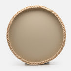 Orsay Leather & Rattan Round Tray, Ivory, 46.5cm