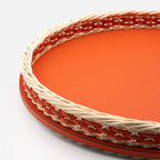 Orsay Leather & Rattan Round Tray, Mango, 46.5cm