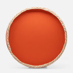 Orsay Leather & Rattan Round Tray, Mango, 46.5cm