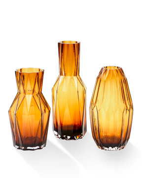 Ochre Folds Glass Vase, 40cm