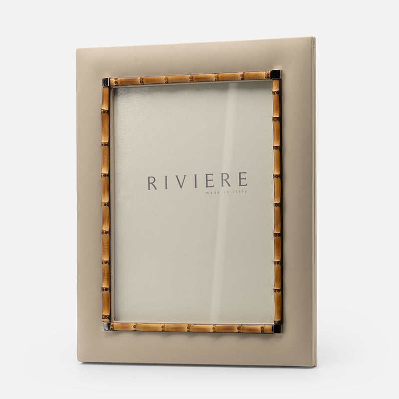 Bice Picture Frame Large, Ivory/ Chrome