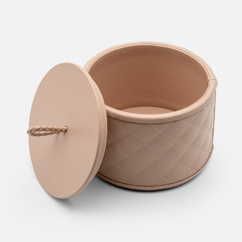 Jana Diamonds Leather Round Box, Blush Pink