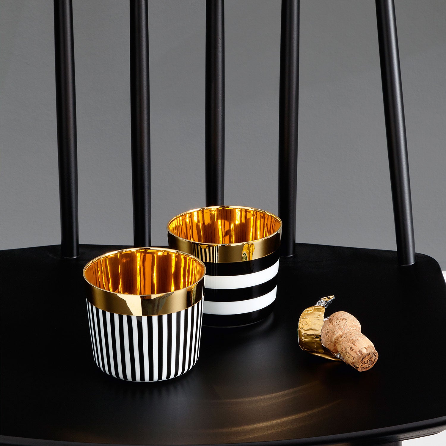 Sip-of-Gold Vertical Strips Champagne Goblet