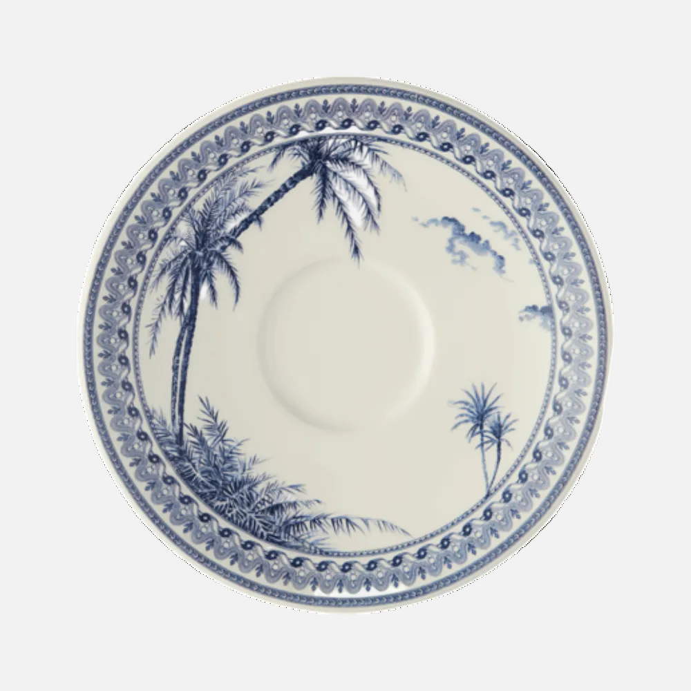 Set of 2 Tea Cups & Saucers - Blue Mismatched