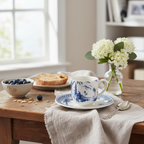 Set of 2 coffee cups & saucers - Blue mismatched