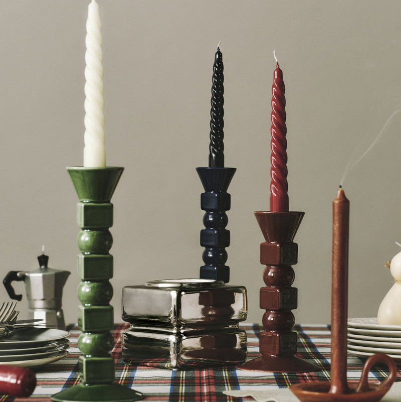 Anna Ceramic Candle Holder, Midnight Blue, 25cm