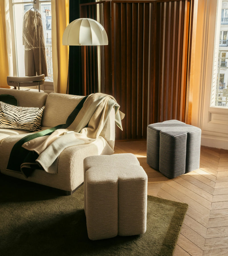 Fiori Modular Stool, Cream Weft, 43cm