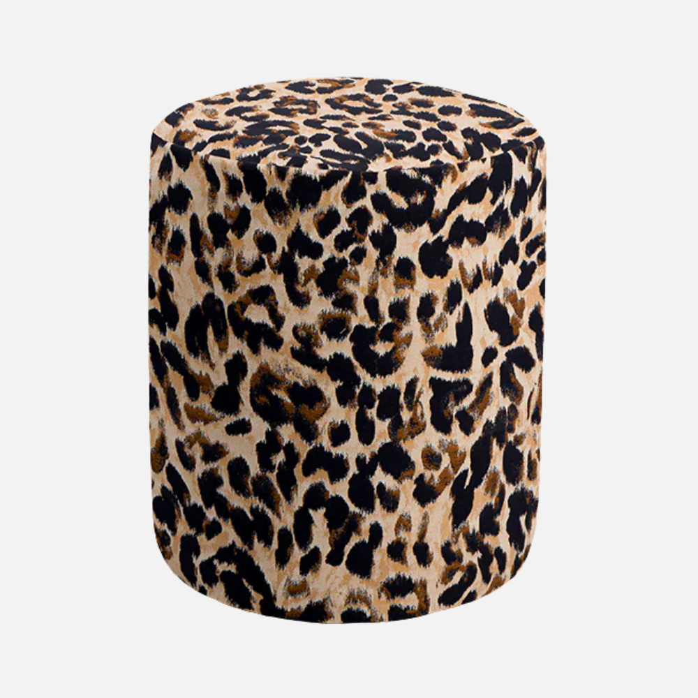 Mobile Leopard Jacquard Footstool, 44cm