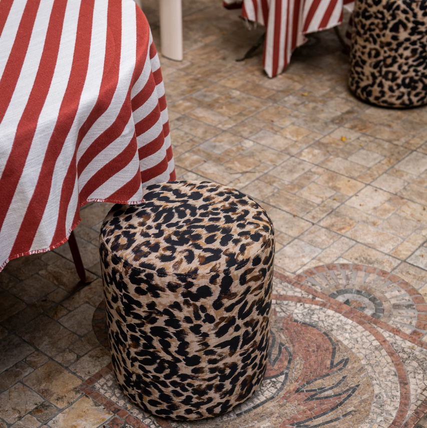 Mobile Leopard Jacquard Footstool, 44cm