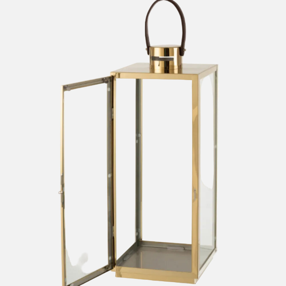 Lantern Square Metal & Glass Decorative Lantern – Gold