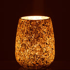 Crackled Glass Candle Holder – Gold Decorative Candle Light
