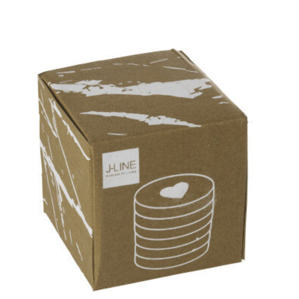 Set of 6 Heart Marble Coasters – White