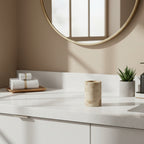 Marble Toothbrush Holder – Beige Cylinder