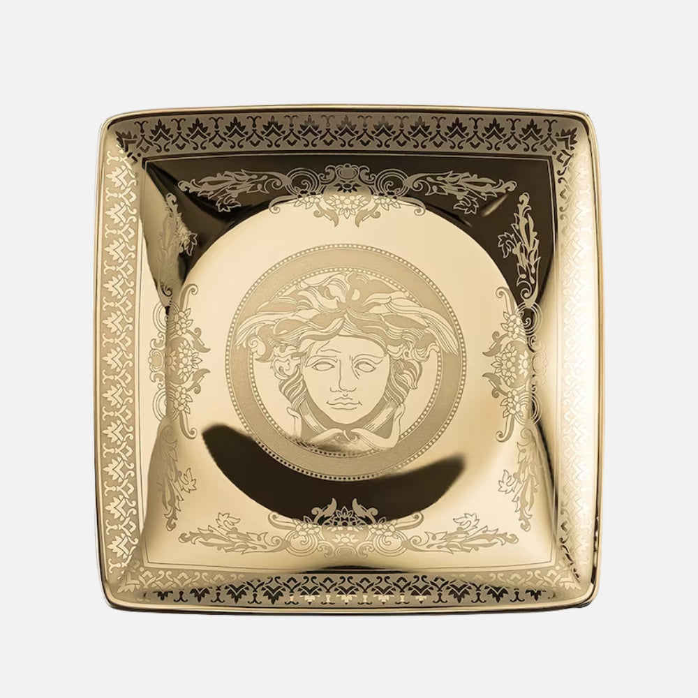Golden Medusa Square Plate , 12cm