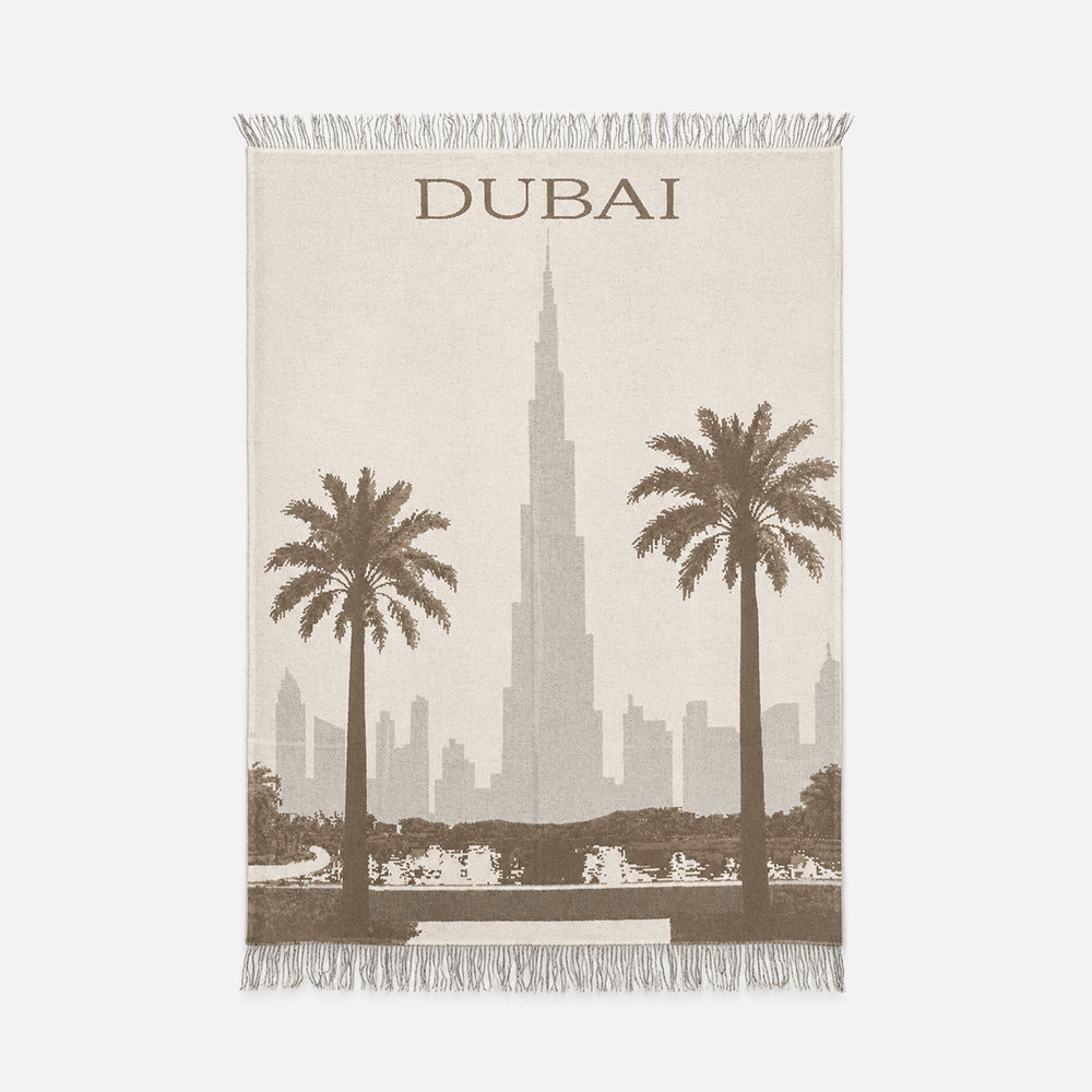 Vinas Dubai Cityscape Cashmere Wool Throw, front view