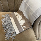 Vinas Dubai Cityscape Cashmere Wool Throw, styled in a room setting