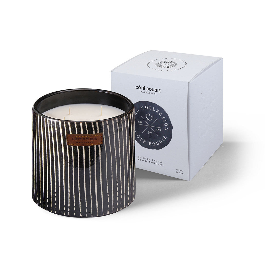 Hand-painted ceramic scented candle Zebra Stripe ( L )