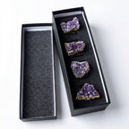 Zoya Stones Amethyst napkin rings, set of 4, box view