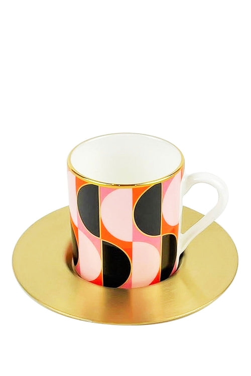 Geo Espresso Cup with Saucer, Set of 6 - Maison7