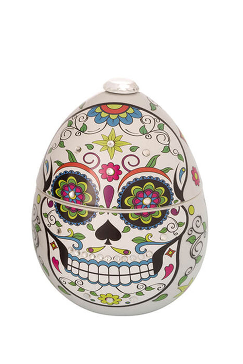 Skull Candle In Ceramic Egg, White, 220 g - Maison7